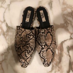 Zara faux snakeskin slides